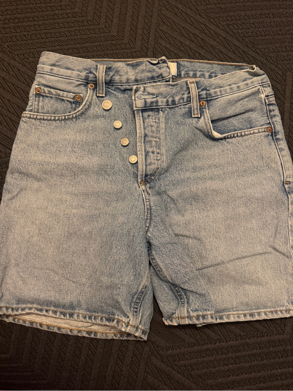 Agolde Light Blue High-Rise Bermuda Jean Shorts - Picture 6 of 7